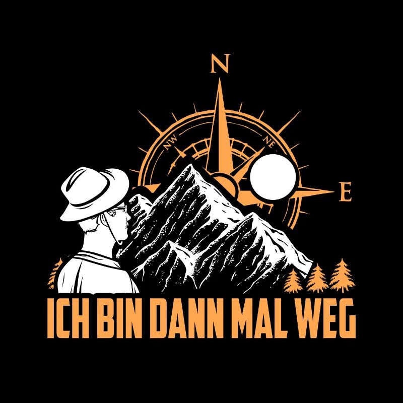 Ich Bin Dann Mal Weg Berge Wanderer Kompass Pilger