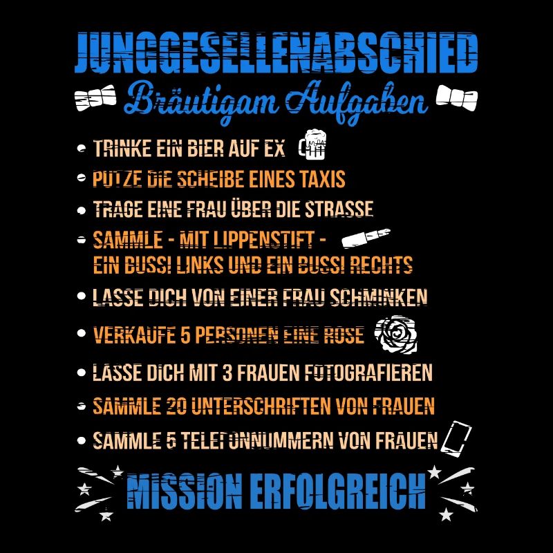 JGA Liste Junggeselle Mutprobe Bräutigam Aufgaben