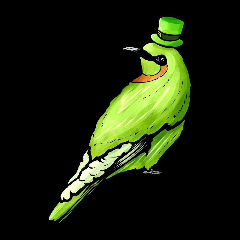 Oiseau vert avec chapeau vert pour la Saint-Patrick