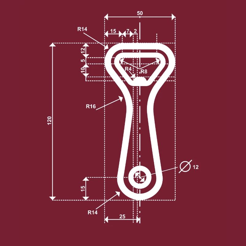 Ouvre-bouteille de dessin technique