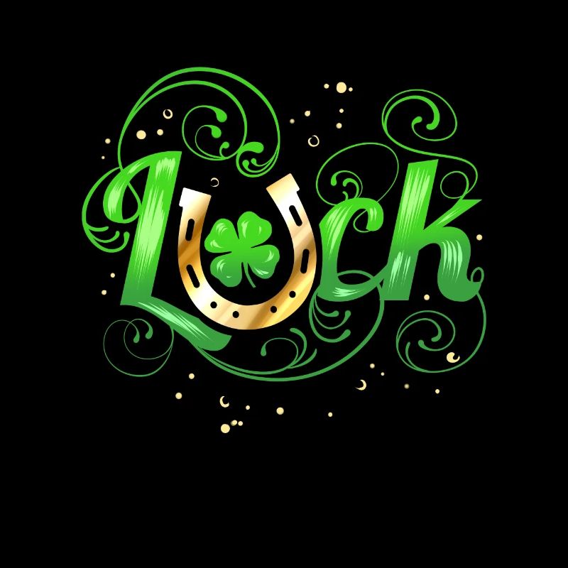 Logo vert Golden Luck avec fer à cheval pour St