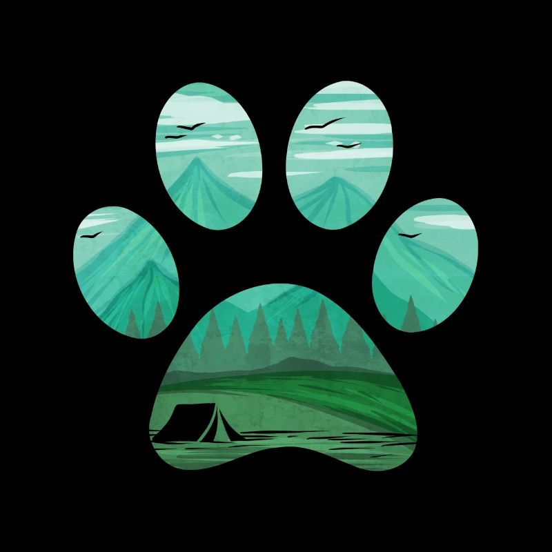 Tente de camping dans une patte de chien sur le camping