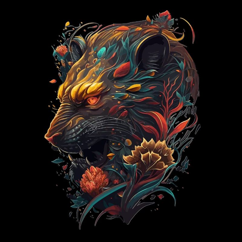 Wildtiger Cat colorful abstract Design