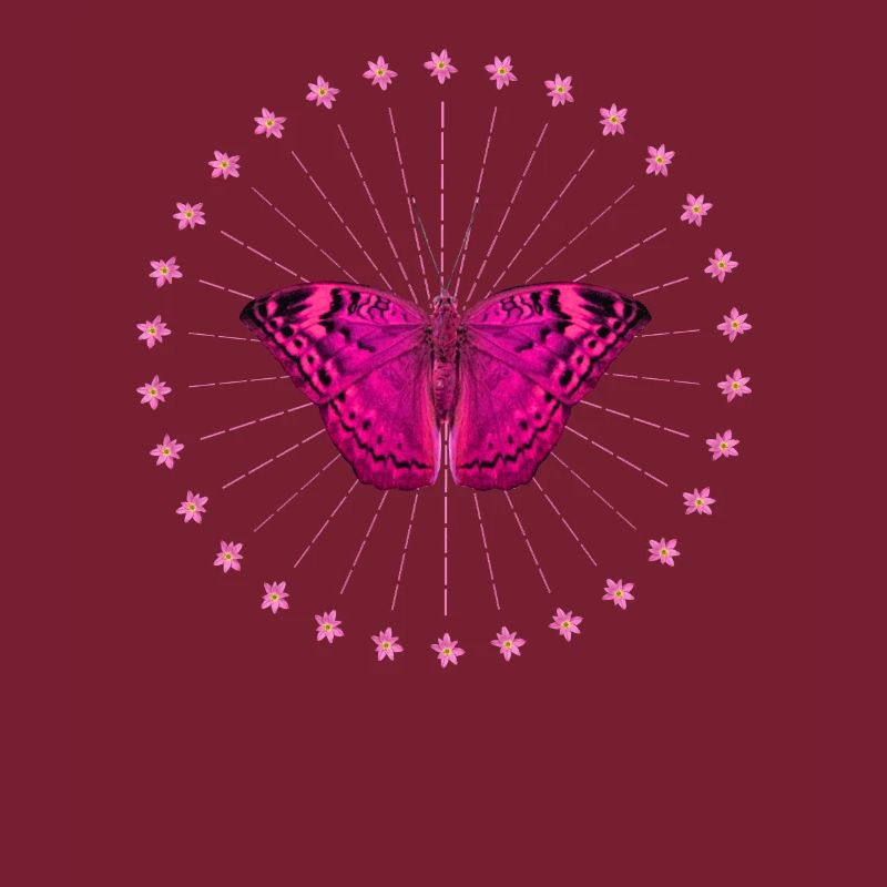 Papillon - Couronne de fleurs - Papillon - Fleurs