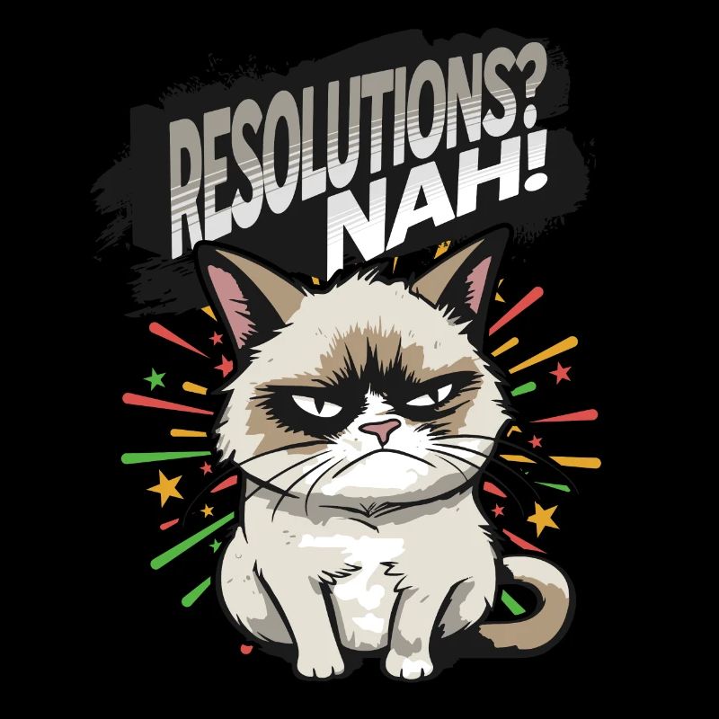 Résolutions? Près! Pyjama Angry Cat Bonne Année