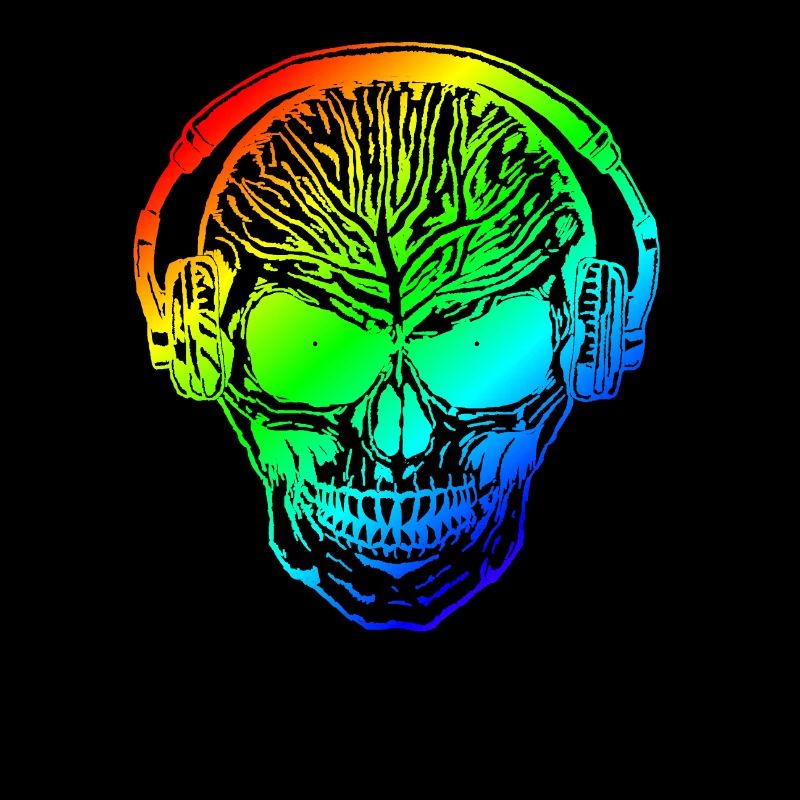 Hardstyle Totenschädel Rainbow Kopfhörer