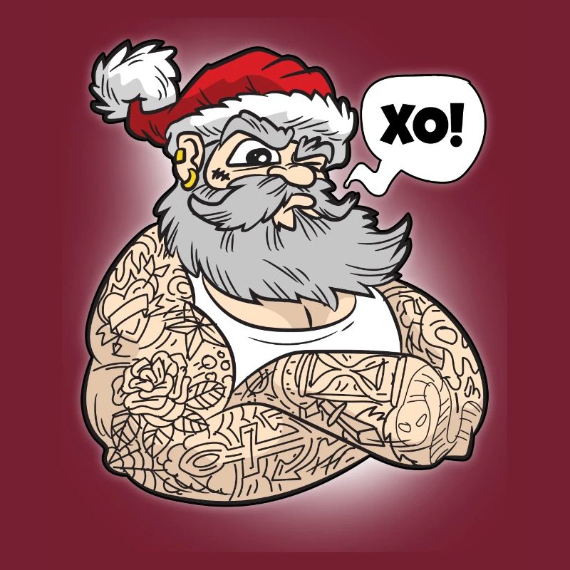 Weihnachtsmann mit Tattoos