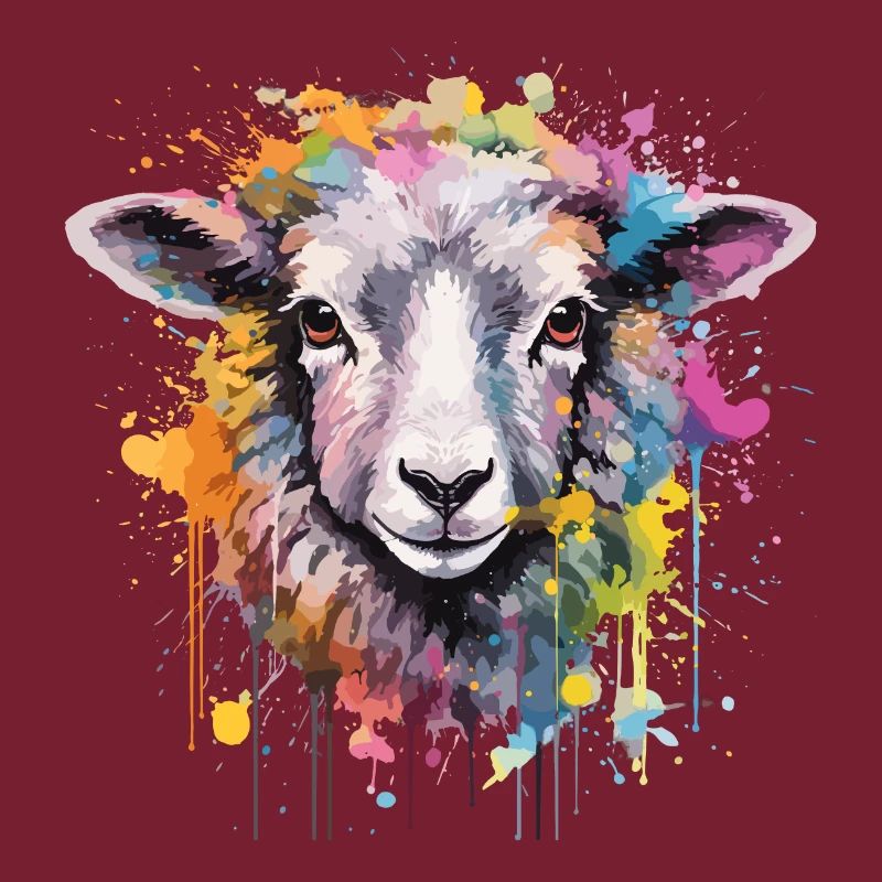 Aquarell Schaf mit Spritzer