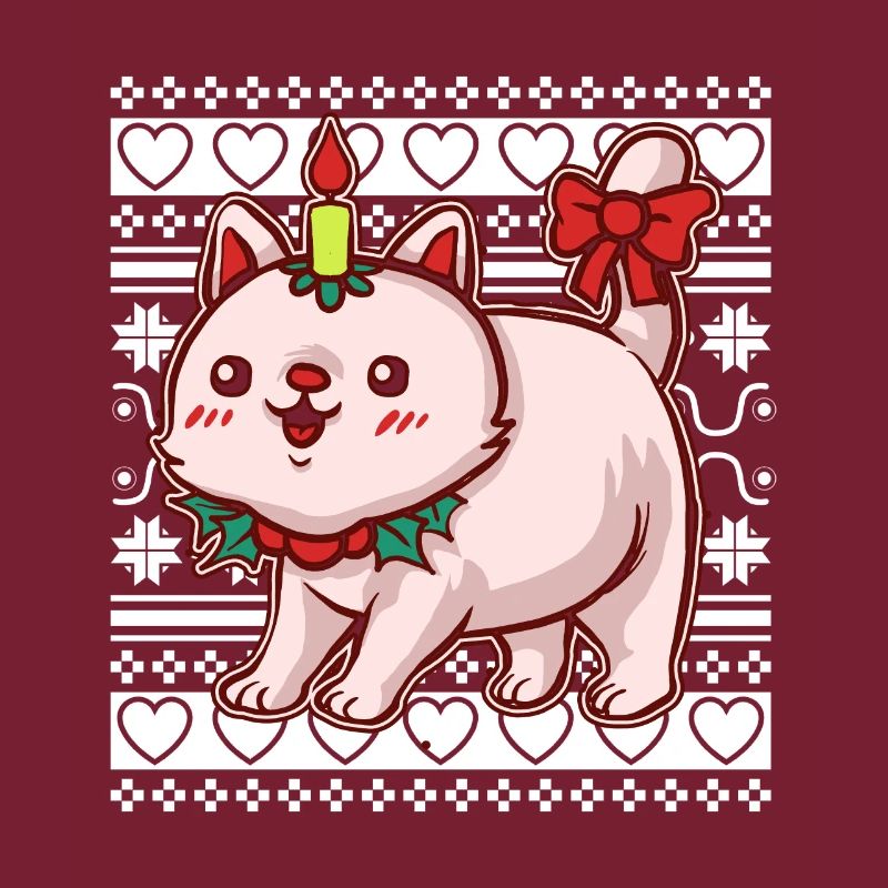 Moche pull de Noël Tshirt chat de Noël