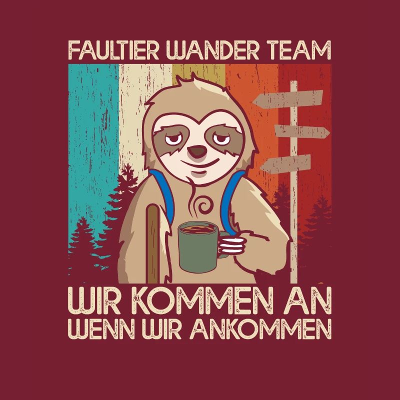 Faultier Wander Team Bergsteiger Wanderung Retro