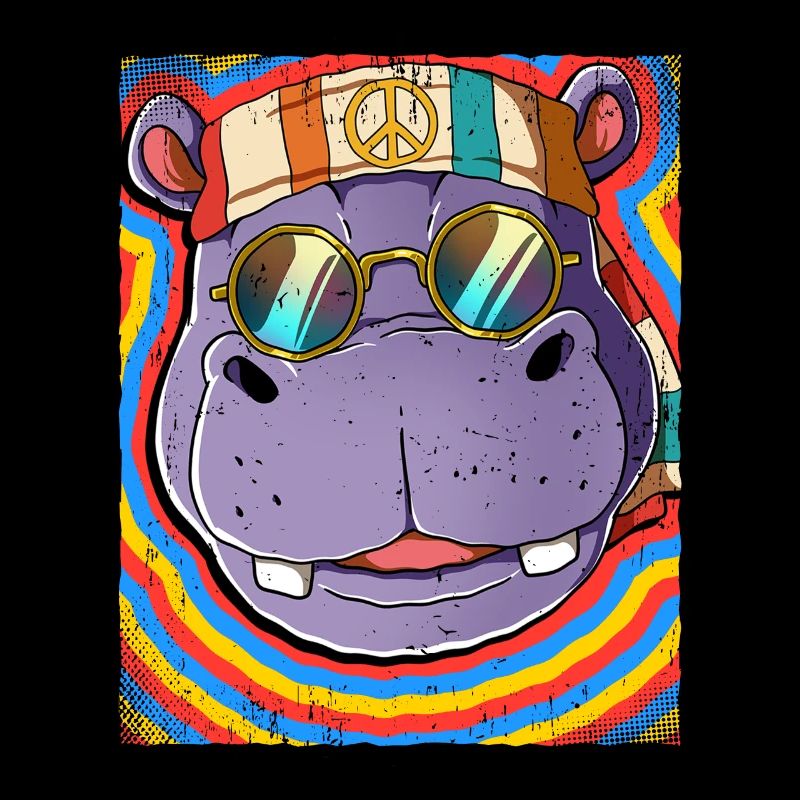Hippie Hippo Psychedelic Trippy
