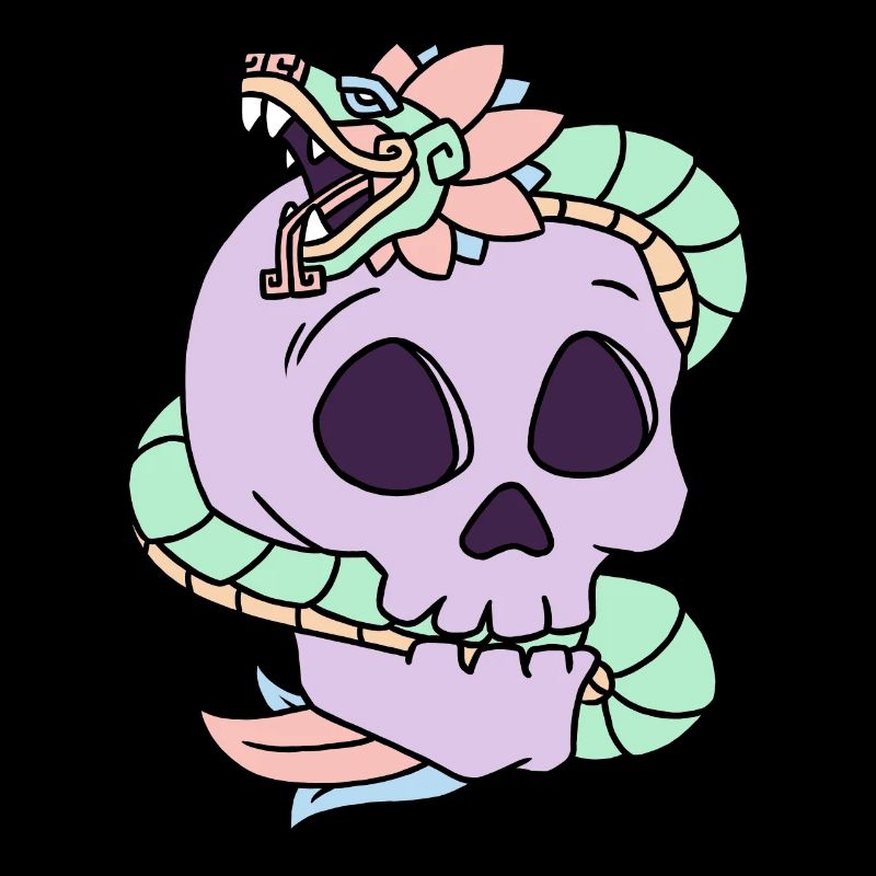 Quetzalcoatl Pastel Goth Skull Aztec Gift