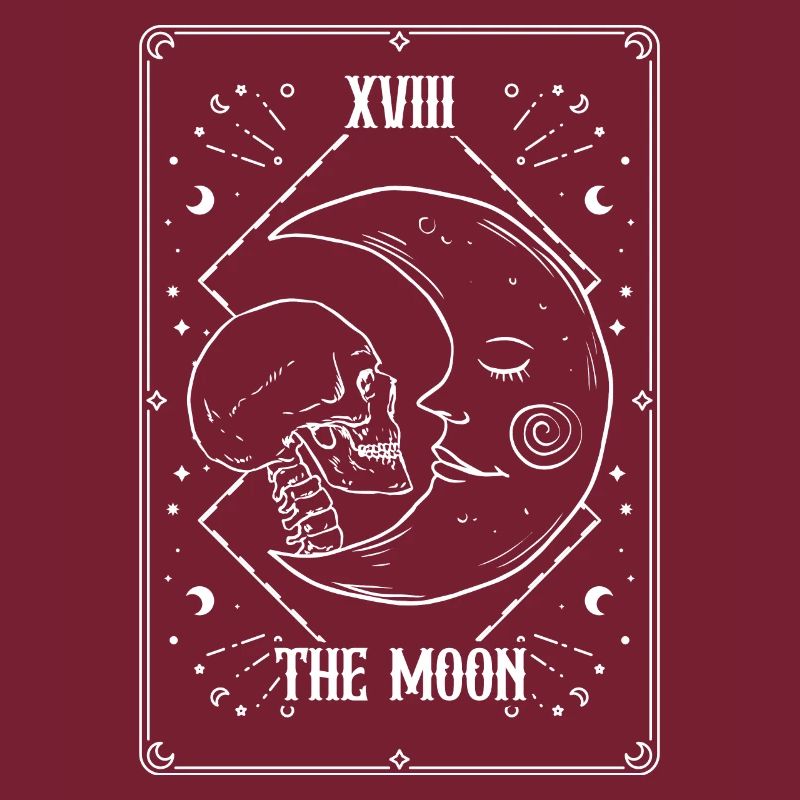 Carte de Tarot Gothique Crâne Lune Goth La Lune