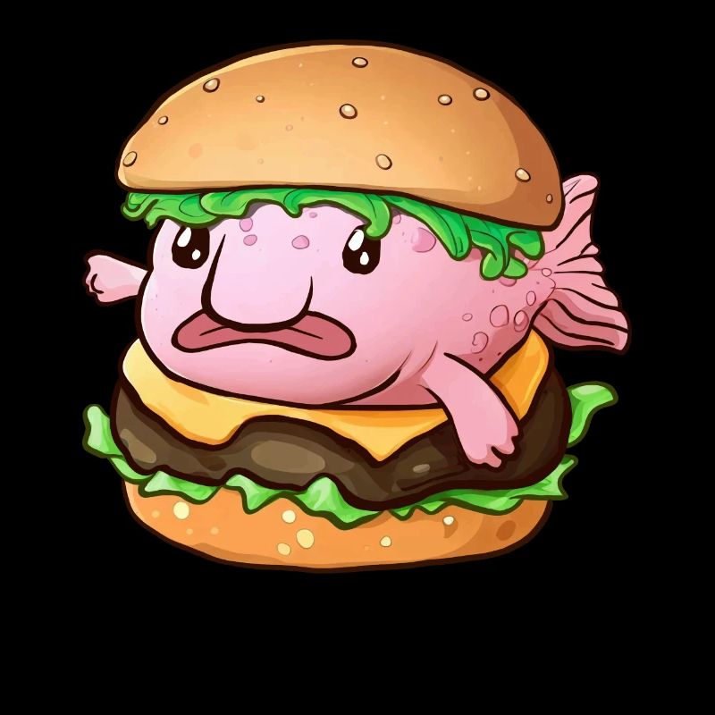 Lustiger Blobfisch-Hamburger