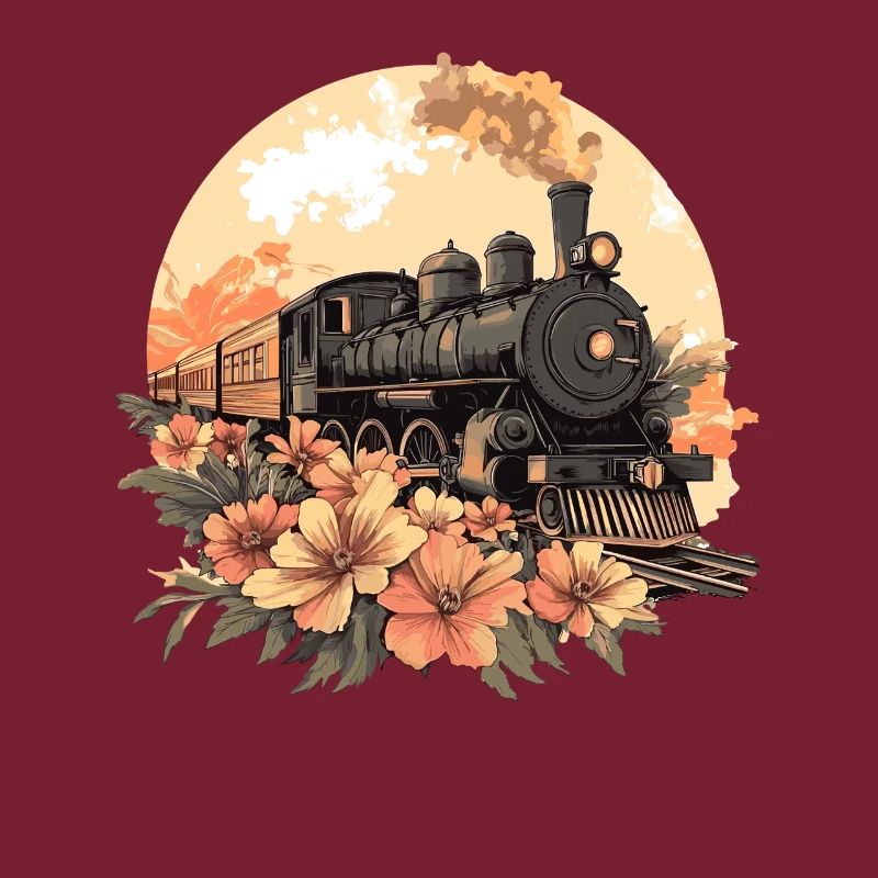 Nostalgic Train with Flowers