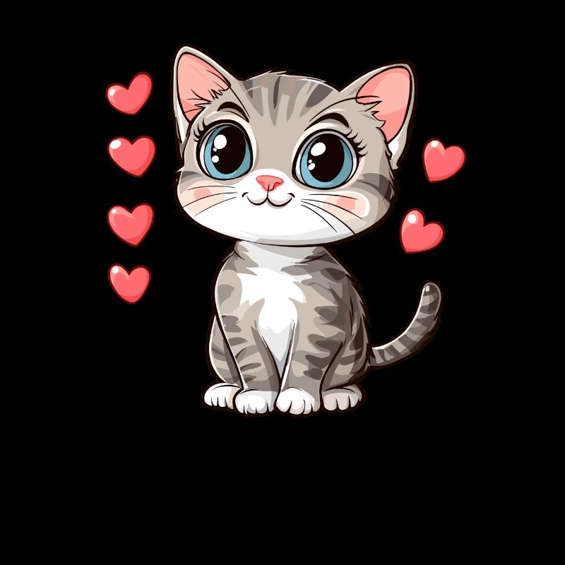 Mignon chat amour illustration
