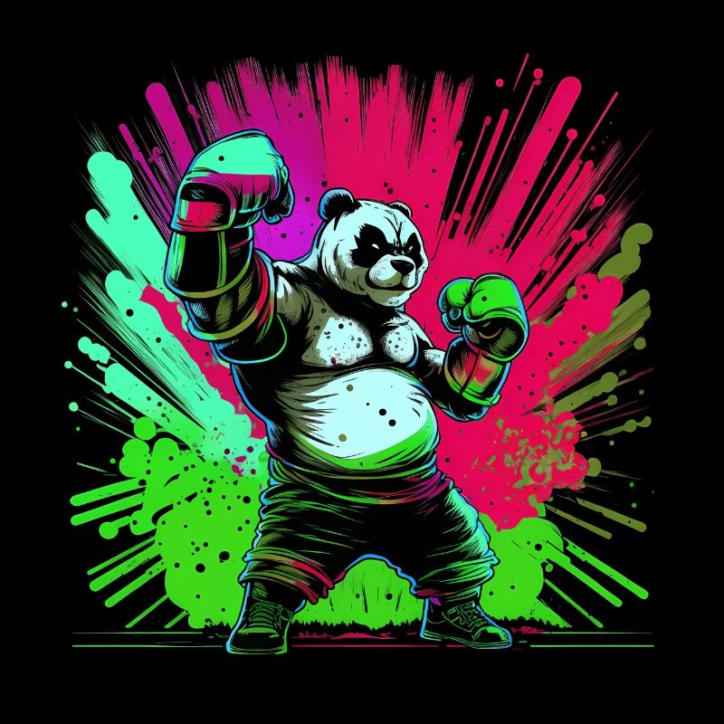 Cooler bunter Panda Boxer MMA Kampfsport
