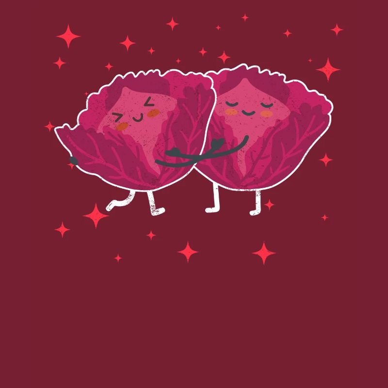 Cute Red Cabbage Couple Hugging Red Cabbage Lovers