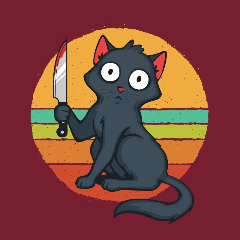 Verrückte Katze mit Messer