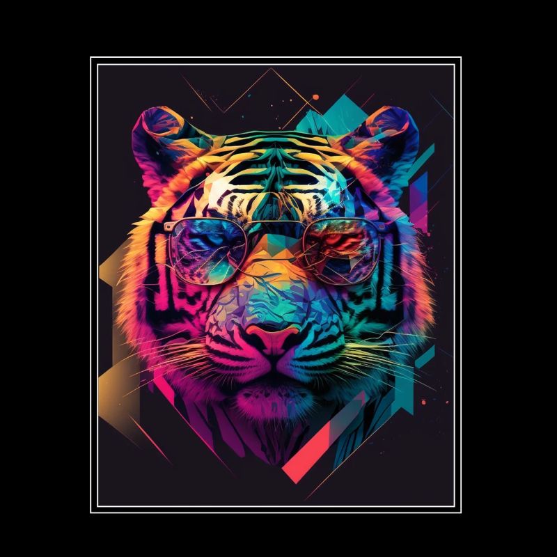 Bengalischer Tiger Katze Polygon Raubkatze Neon