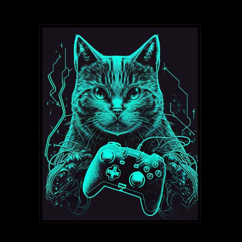 Cats and Gaming Katze Kätzchen Controller Zocken
