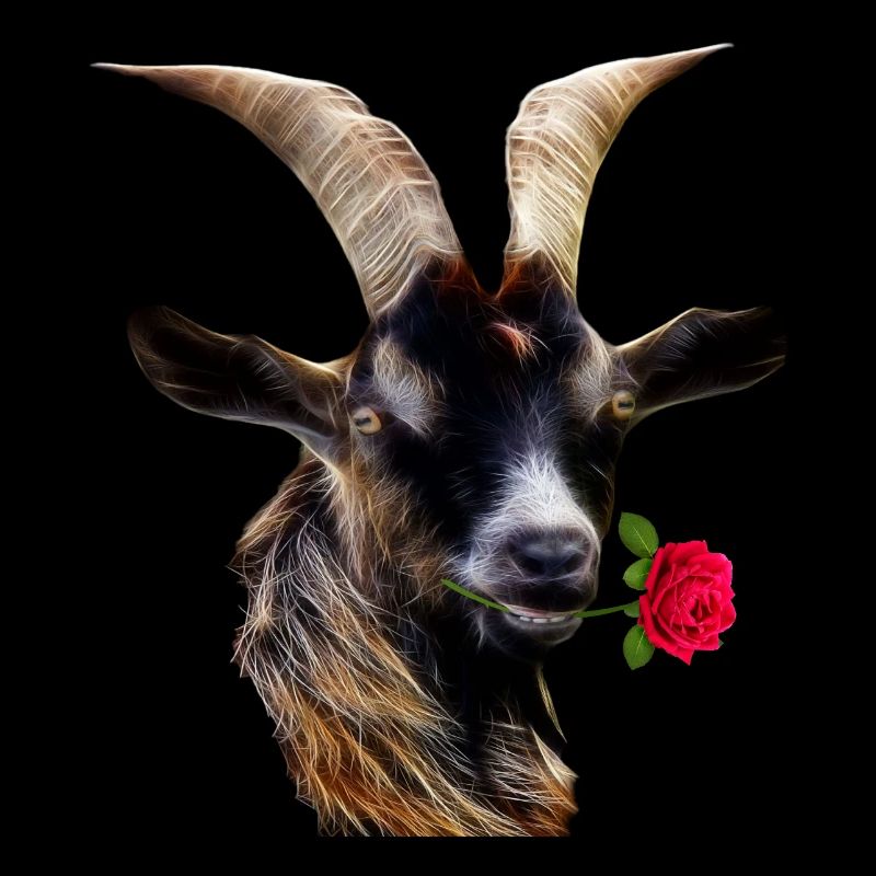 Chèvre romantique avec une rose