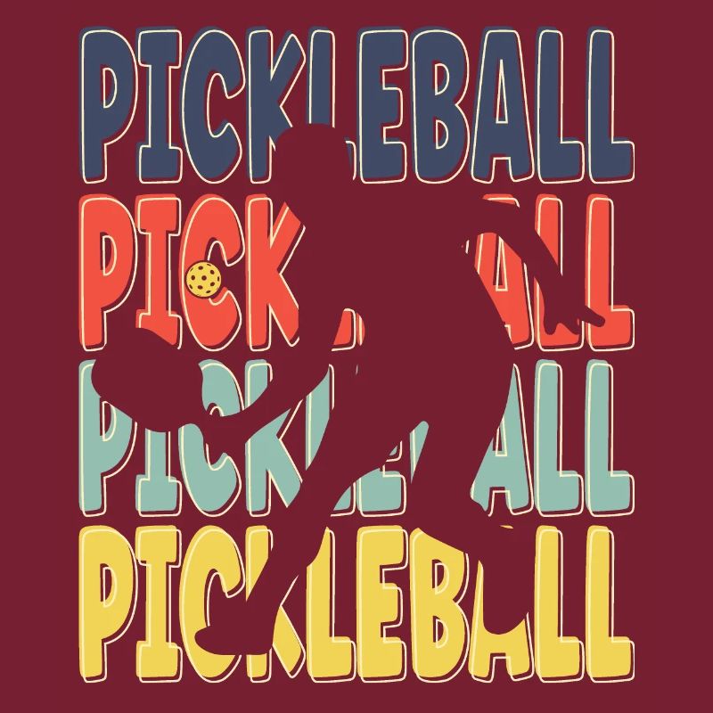 Cool Retro Text Silhouette Pickleball