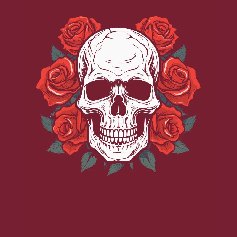 Crâne de Goth Rose rouge