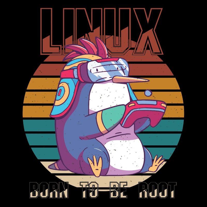 Linux Gamer Born To Be Root Cool Penguin Nerd Prog