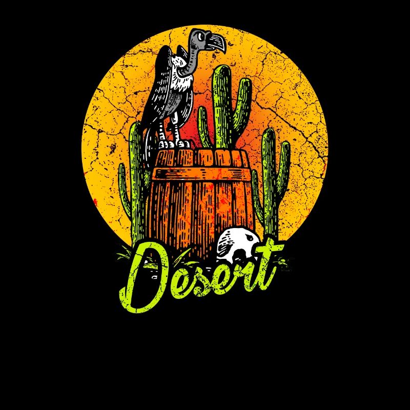 Desert vulture cactus cactus sun skull
