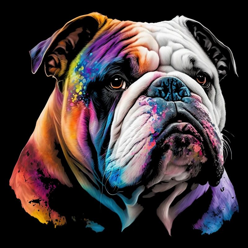 Englische Bulldogge in Regenbogenfarben
