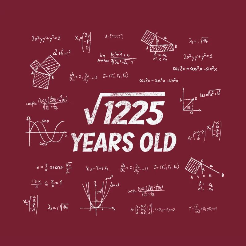 Square root from 1225 - 35th birthday math nerd