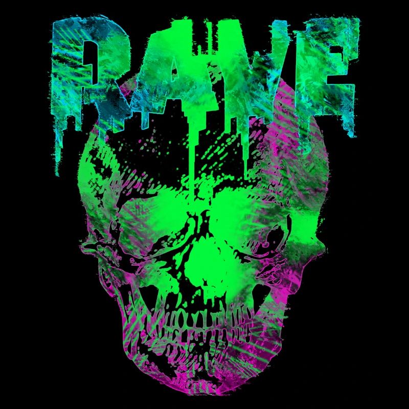 Crâne Glitch Rave Acide Vert