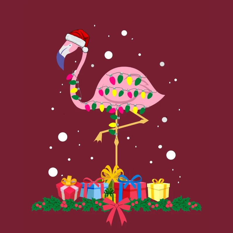 Flamant rose Noël. Cadeau de Noël