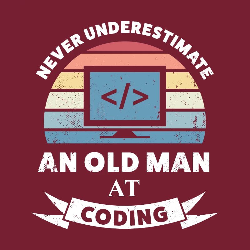 Lustiger alter Mann beim Codieren-Programmiergeschenk