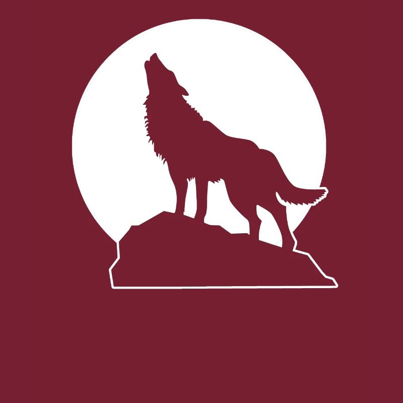 Wolf howling on rock full moon