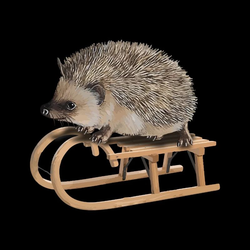 cooler Igel beim Schlittenfahren | Winter Geschenk