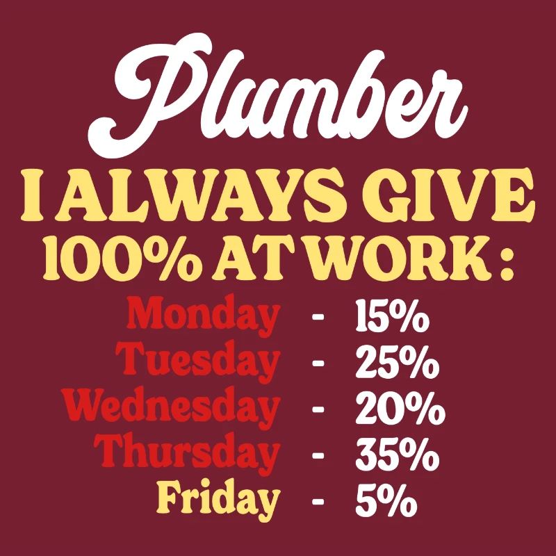 100% At Work Funny Quote Plumber