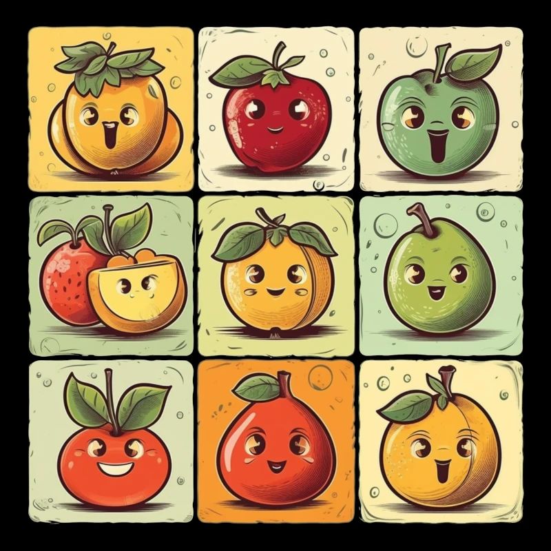 Lustige Comic Früchte, Cartoon Obst