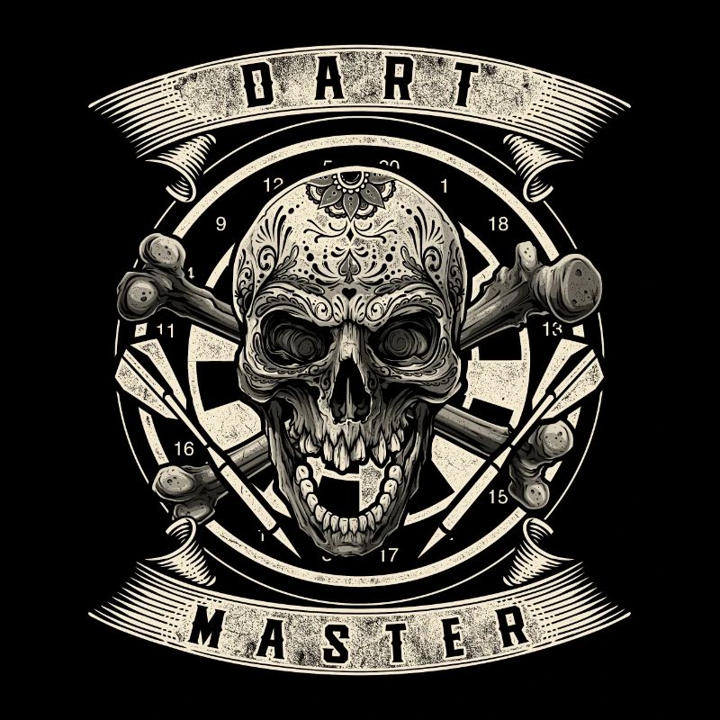 Dart Master Totenkopf Dart Spieler Darts Tunier