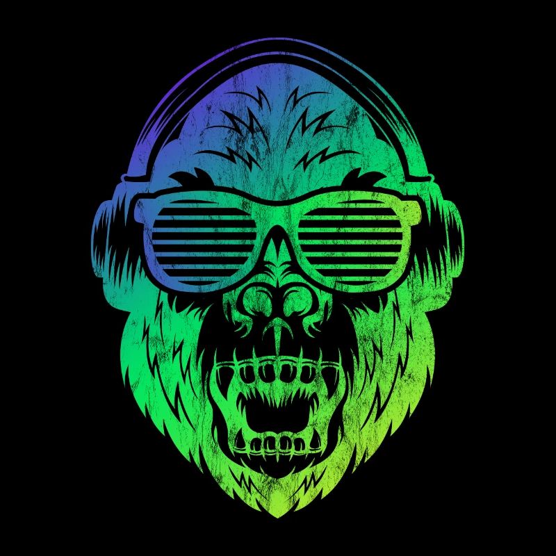 DJ Monkey Affe mit Kopfhörern Sonnebrille Affe