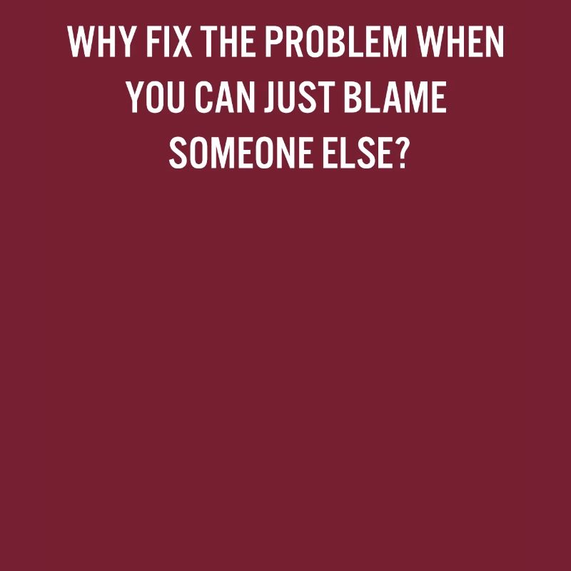 Why Fix the Problem Blame Someone Else Sarcastic