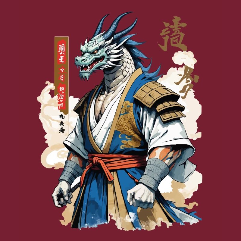 Drachen Samurai Vintage Ukiyo-e Stil