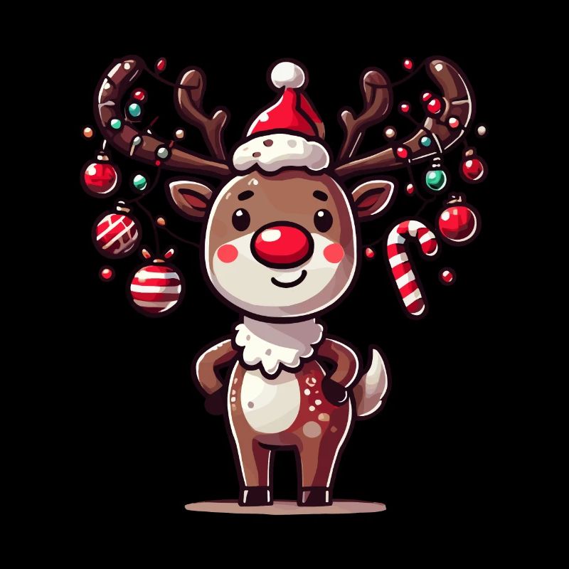 Renne heureux avec des boules de Noël