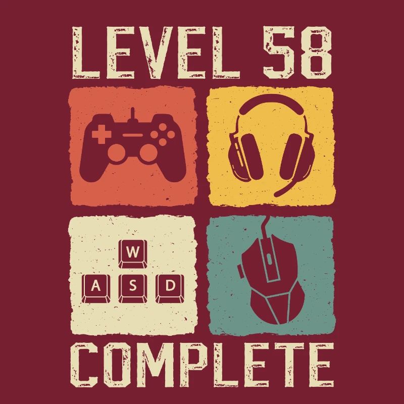 Level 58 Complete Gamer 58th Birthday Gift