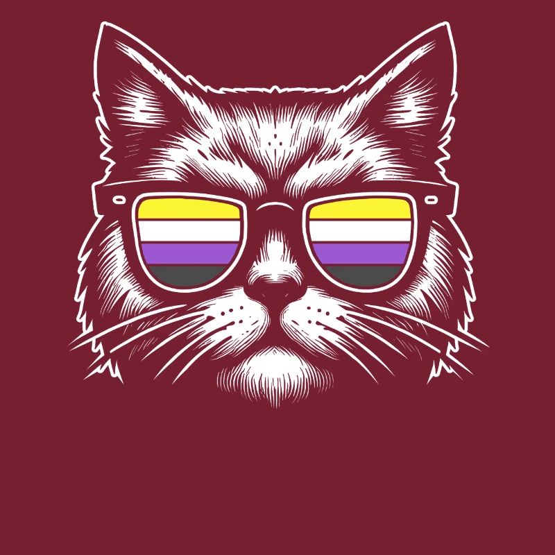 Nonbinary Pride Retro Katze mit Sonnenbrille