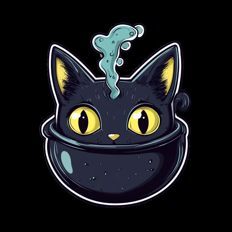 Chat Chaudron Chat Sorcière Halloween