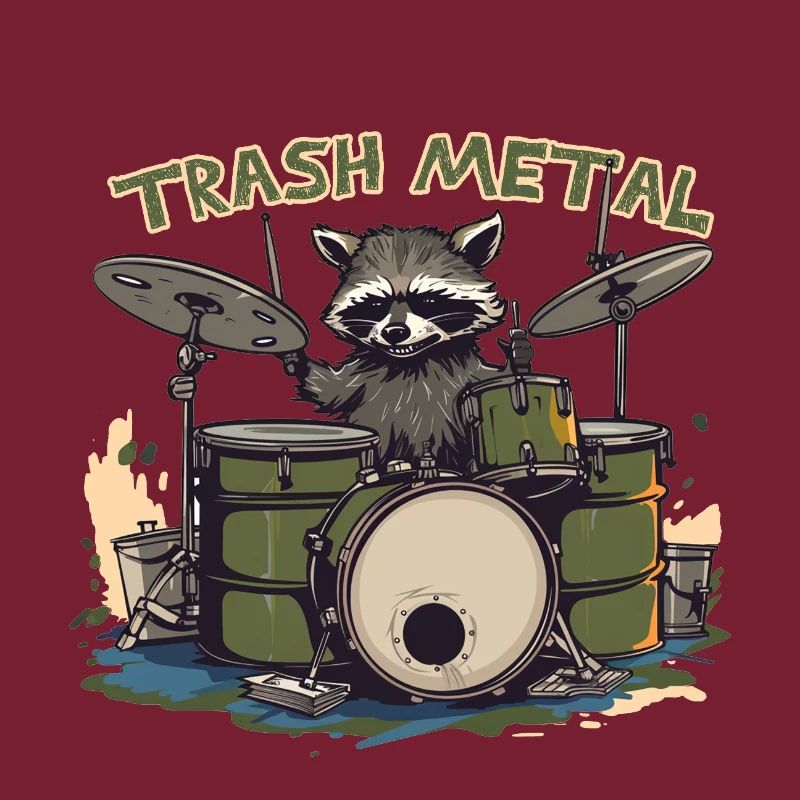 Trash Metal Waschbär Schlagzeug