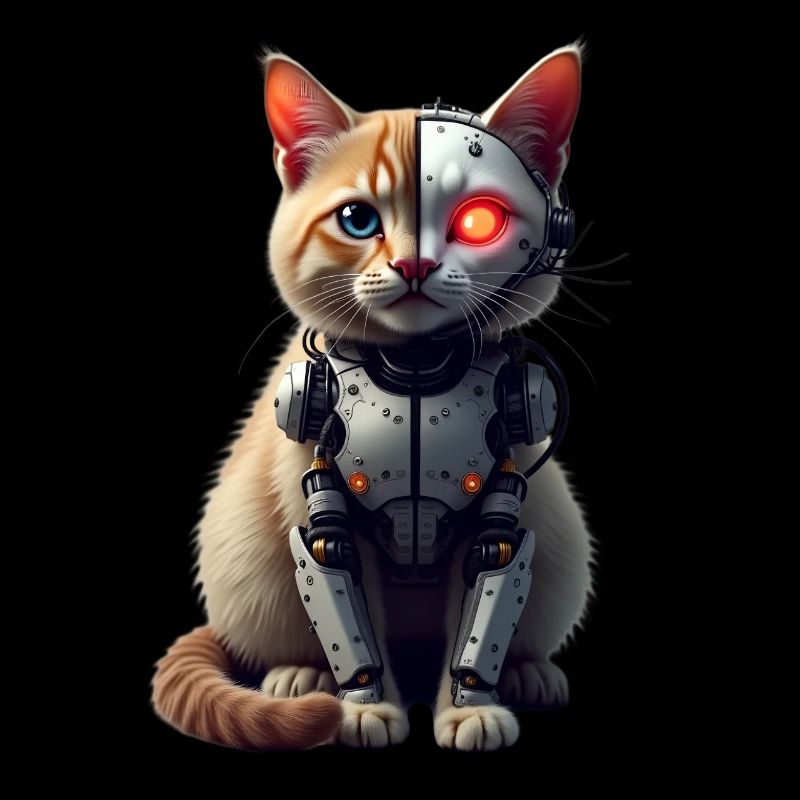 Drôle Robot Chat Tech Chats Cyborg Animal Chat