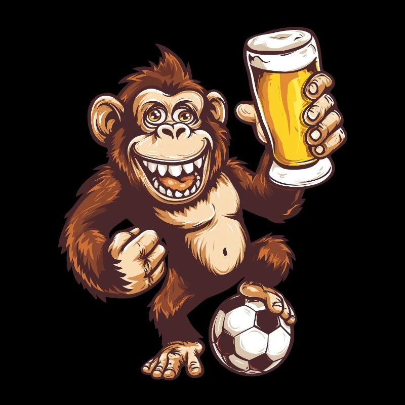 crazy Gorilla Affe mit Fussball und Bier :)